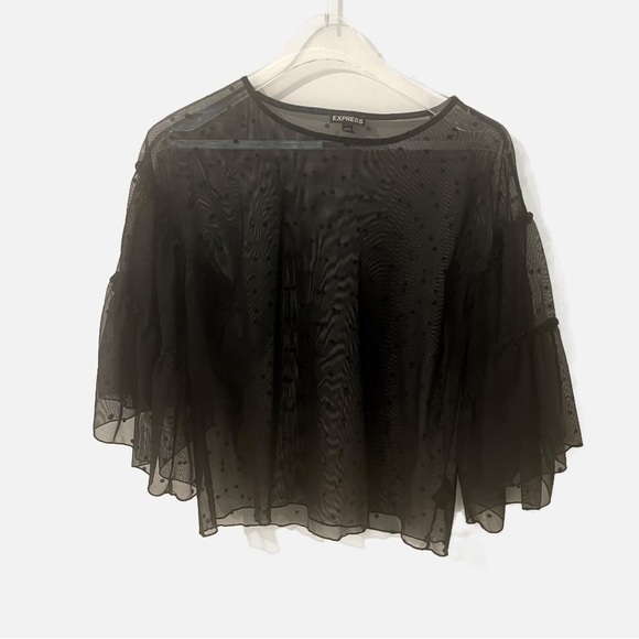Express Sheer Polkadot Blouse in Black Size Small - Picture 3 of 6